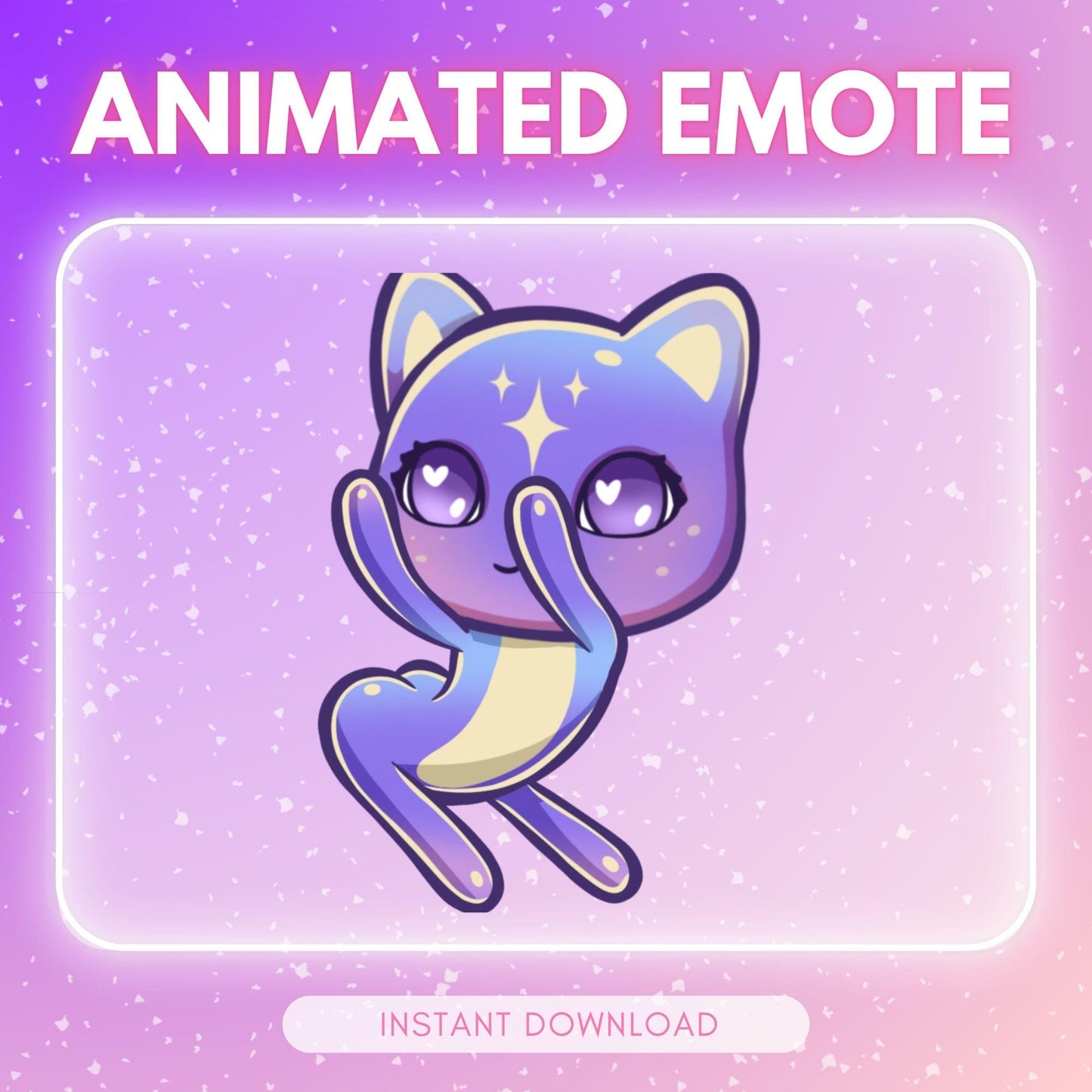 Cute purple cosmic dancing kitty cat | Animated Emote for Twitch & Discord