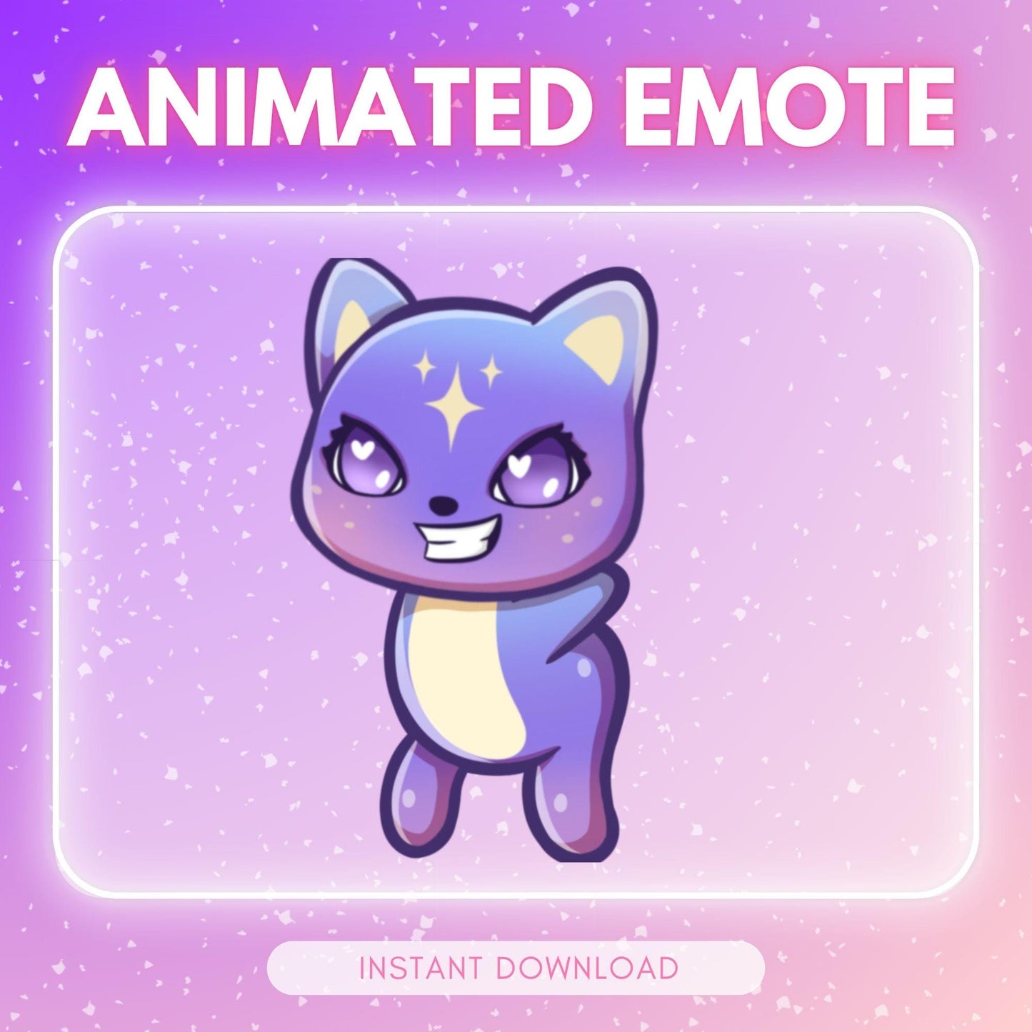 Cute purple cosmic headbanging kitty cat | Animated Emote for Twitch & Discord