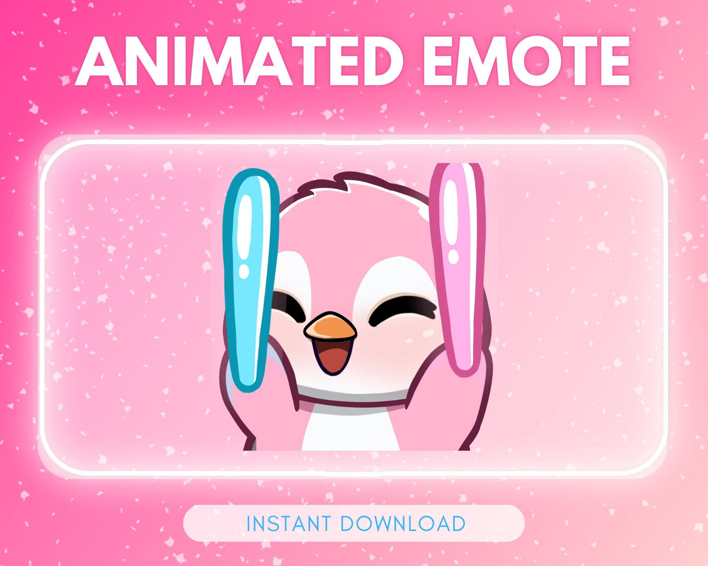 Cute pink raving penguin | Animated Emote for Twitch & Discord
