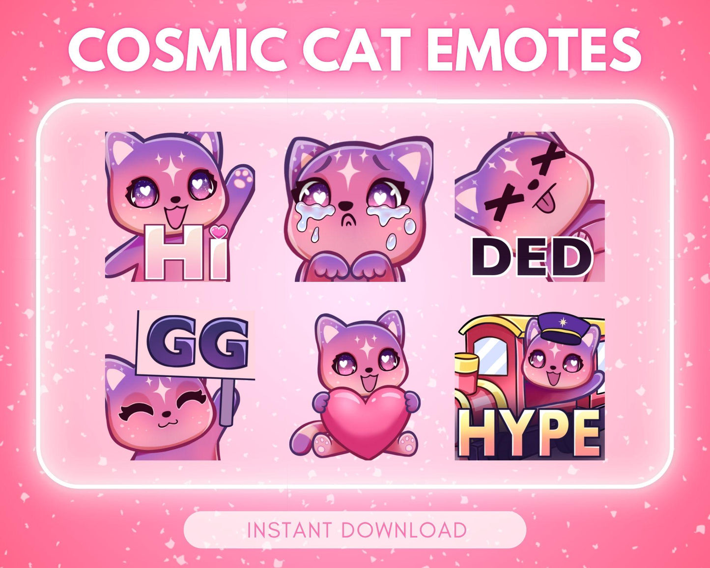Cute PINK cosmic cat Emote Pack Steamer starter... | Emote Pack for Twitch & Discord