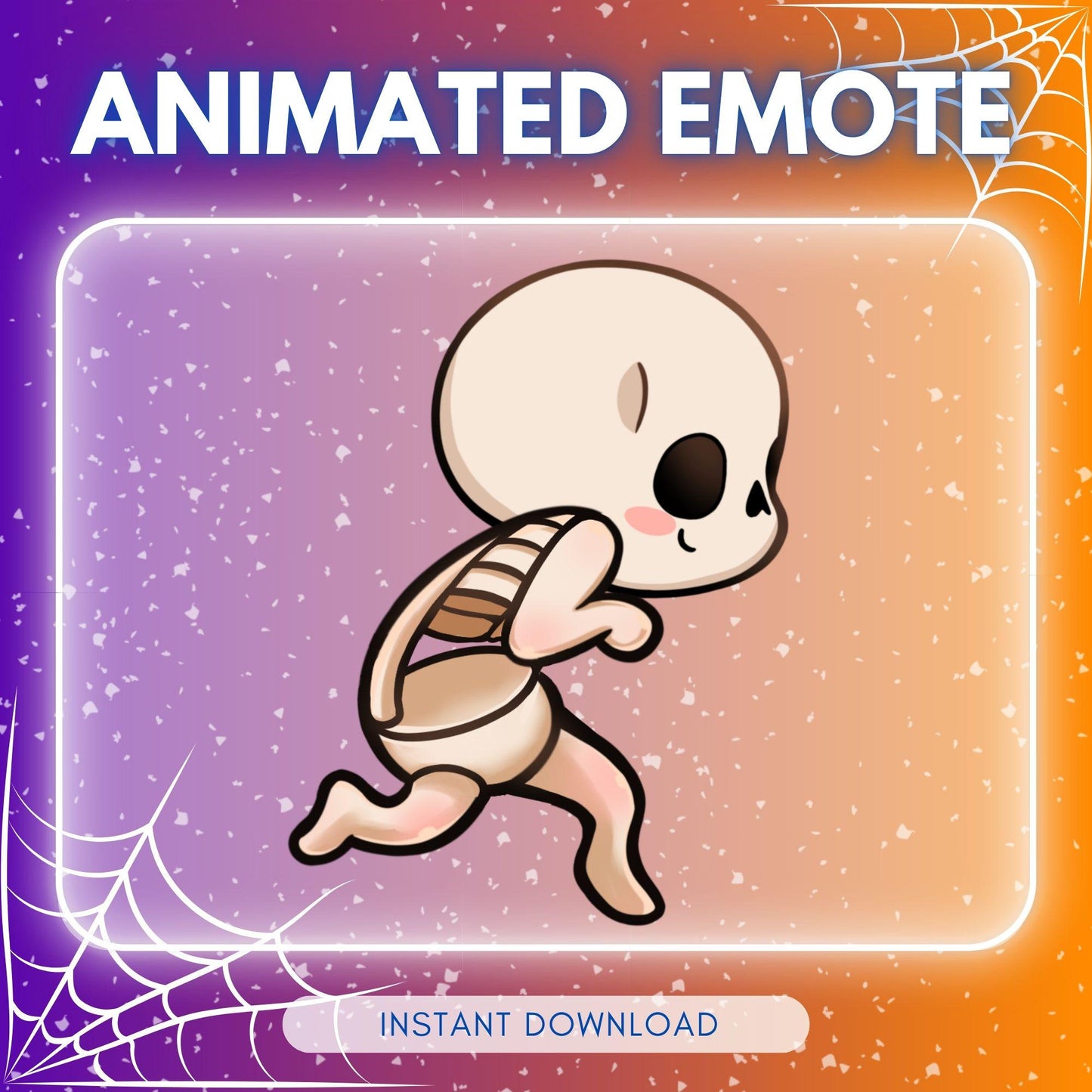 Cute sneaky running skeleton - perfect spammable emote | Animated Emote for Twitch & Discord