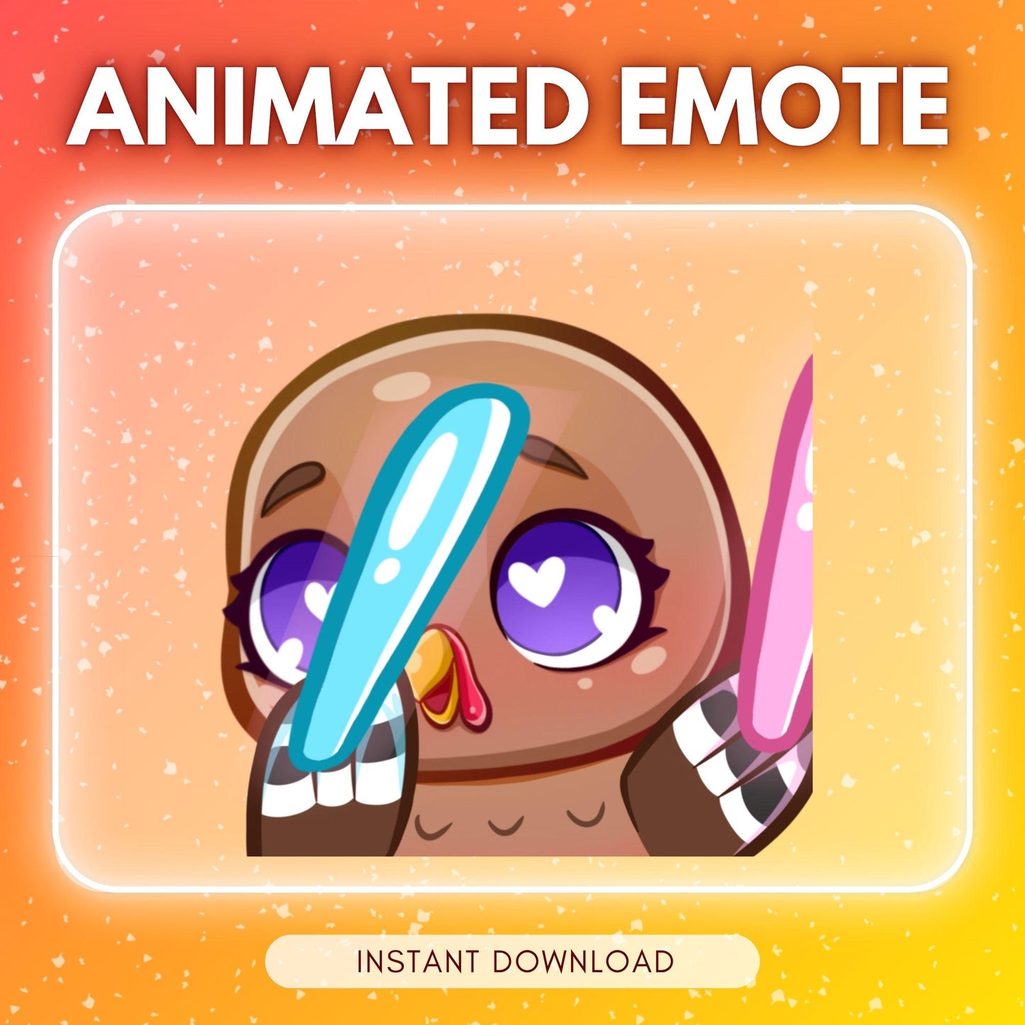 Cute raving turkey animated bird emote | Animated Emote for Twitch & Discord