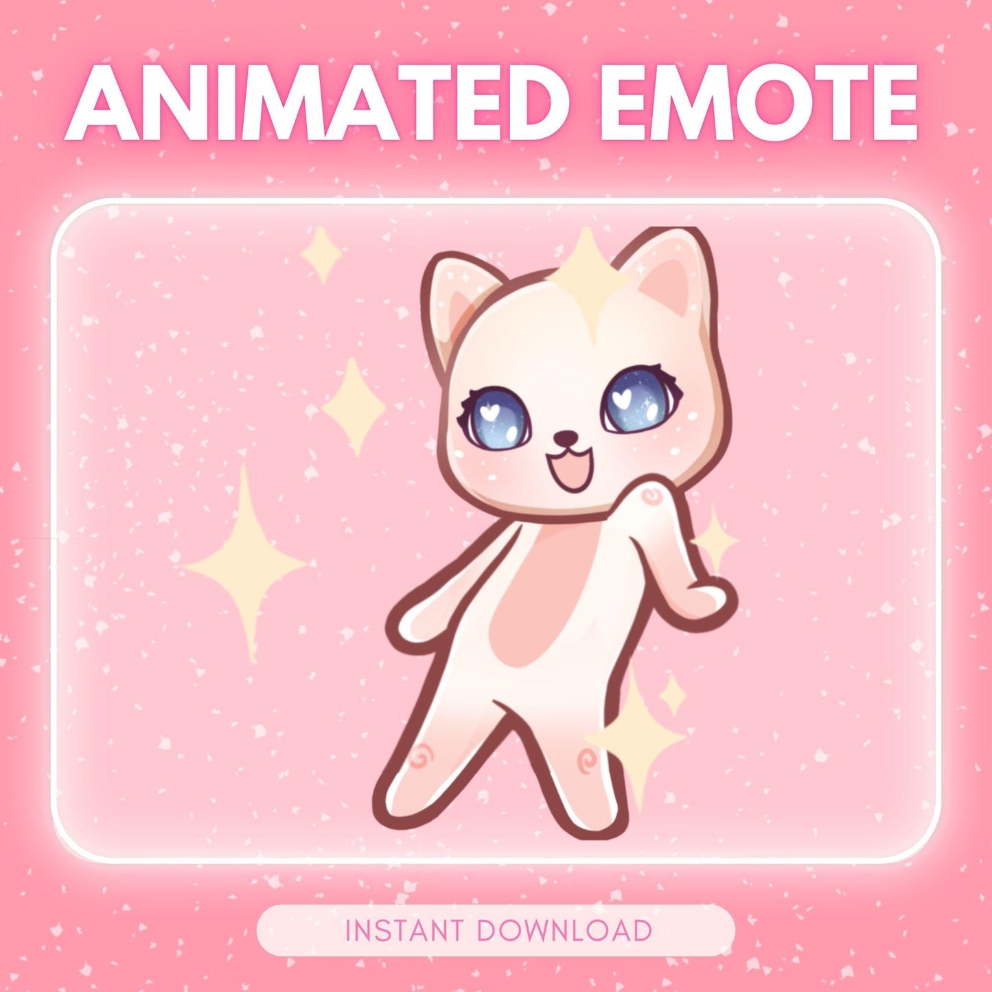 Cute white and pink dancing kitty cat | Animated Emote for Twitch & Discord