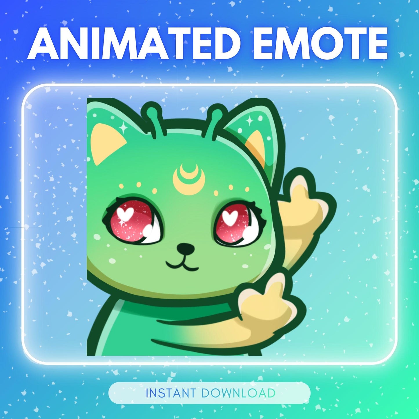 Cute alien cat finger - chibi green cat , stream... | Animated Emote for Twitch & Discord