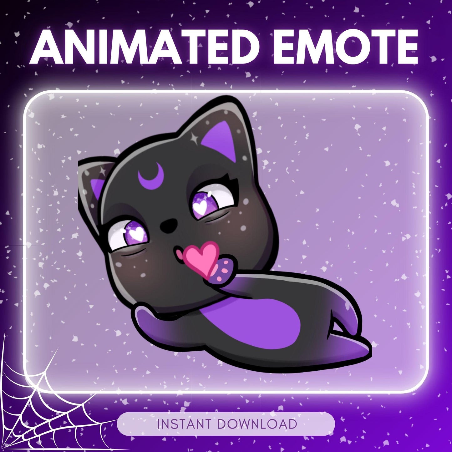 Cute flirty black cosmic kitty cat chibi cat... | Animated Emote for Twitch & Discord