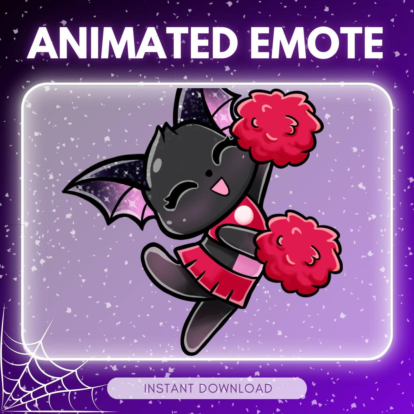 Adorable black Bat emote - cheerleader bat (perfect | Animated Emote for Twitch & Discord