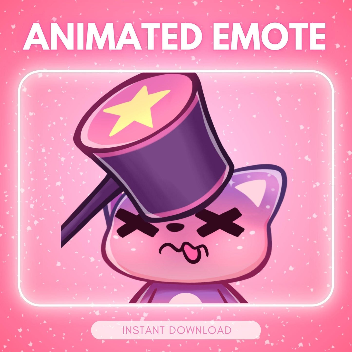 Chibi pink cosmic cat bonk - pink cat emotes, bonk... | Animated Emote for Twitch & Discord