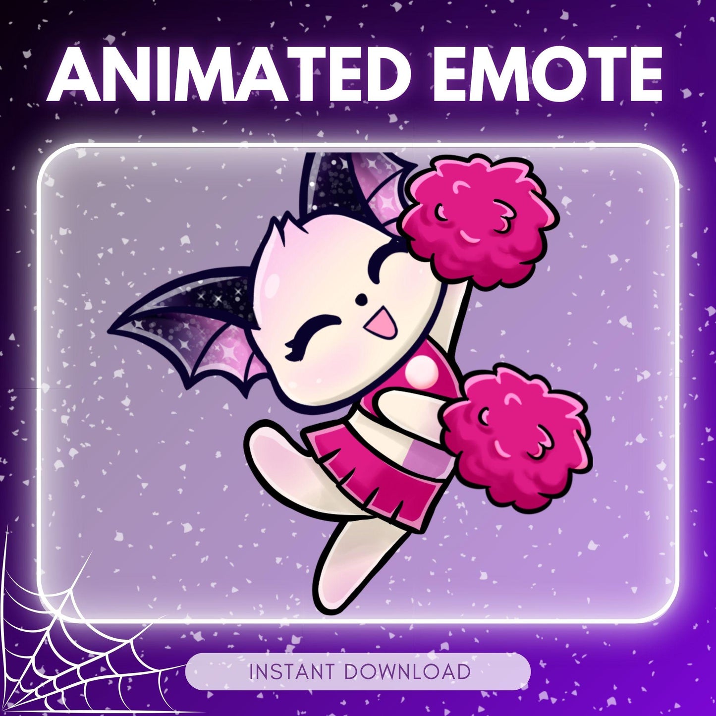 Adorable white Bat emote - cheerleader bat (perfect | Animated Emote for Twitch & Discord