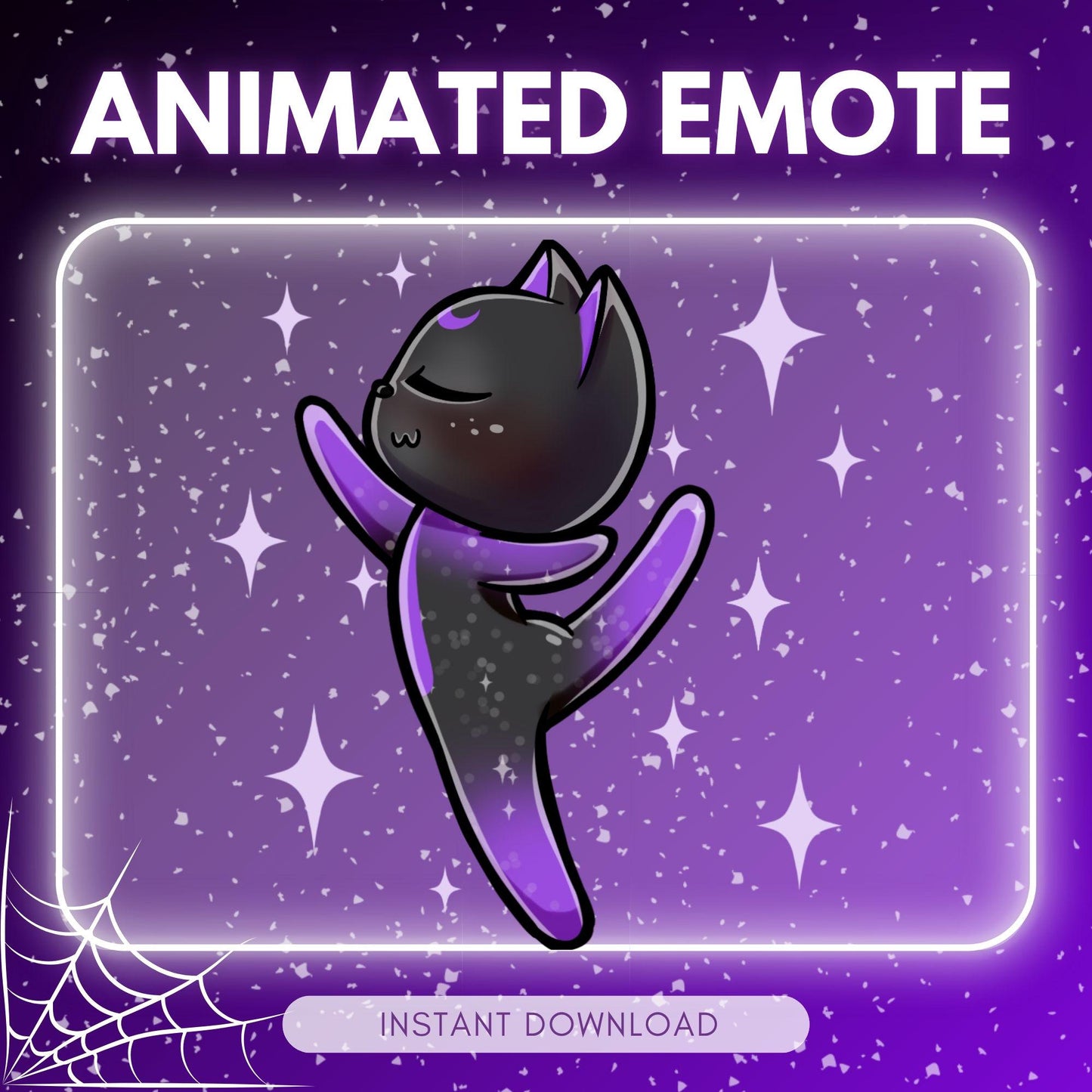 Cute twirling black kitty cat - ballerina cat emote | Animated Emote for Twitch & Discord