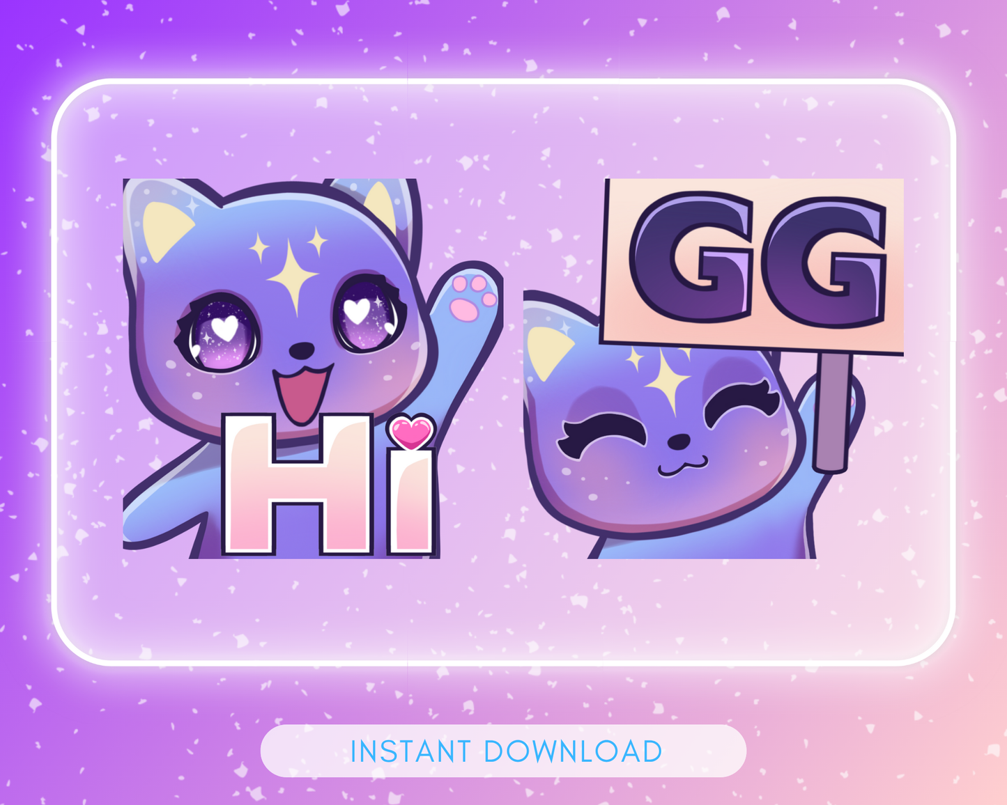 Purple Cosmic Cat Emote pack - 6 Static Emotes