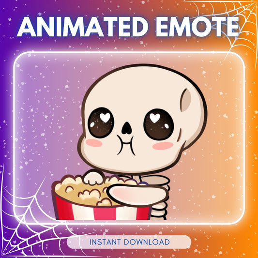 Skeleton eating Popcorn - Animated Emote 💜