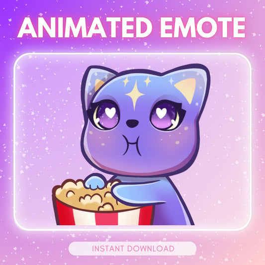 Cat eating Popcorn - Animated Emote 💜