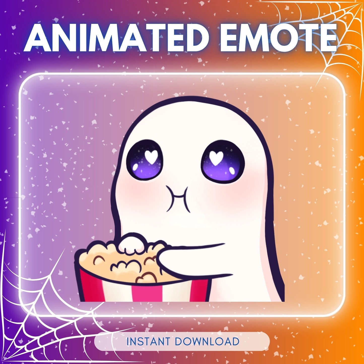 Ghost eating Popcorn - Animated Emote 🩵