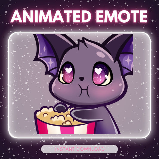 Popcorn eating Bat - Animated Emote 💜