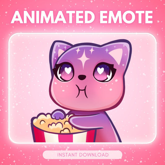 Cat eating Popcorn - Animated Emote 🩷