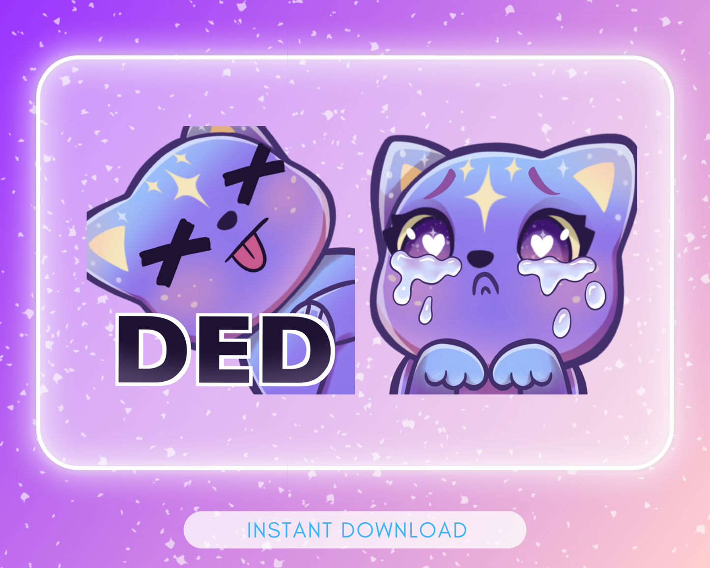 Purple Cosmic Cat Emote pack - 6 Static Emotes