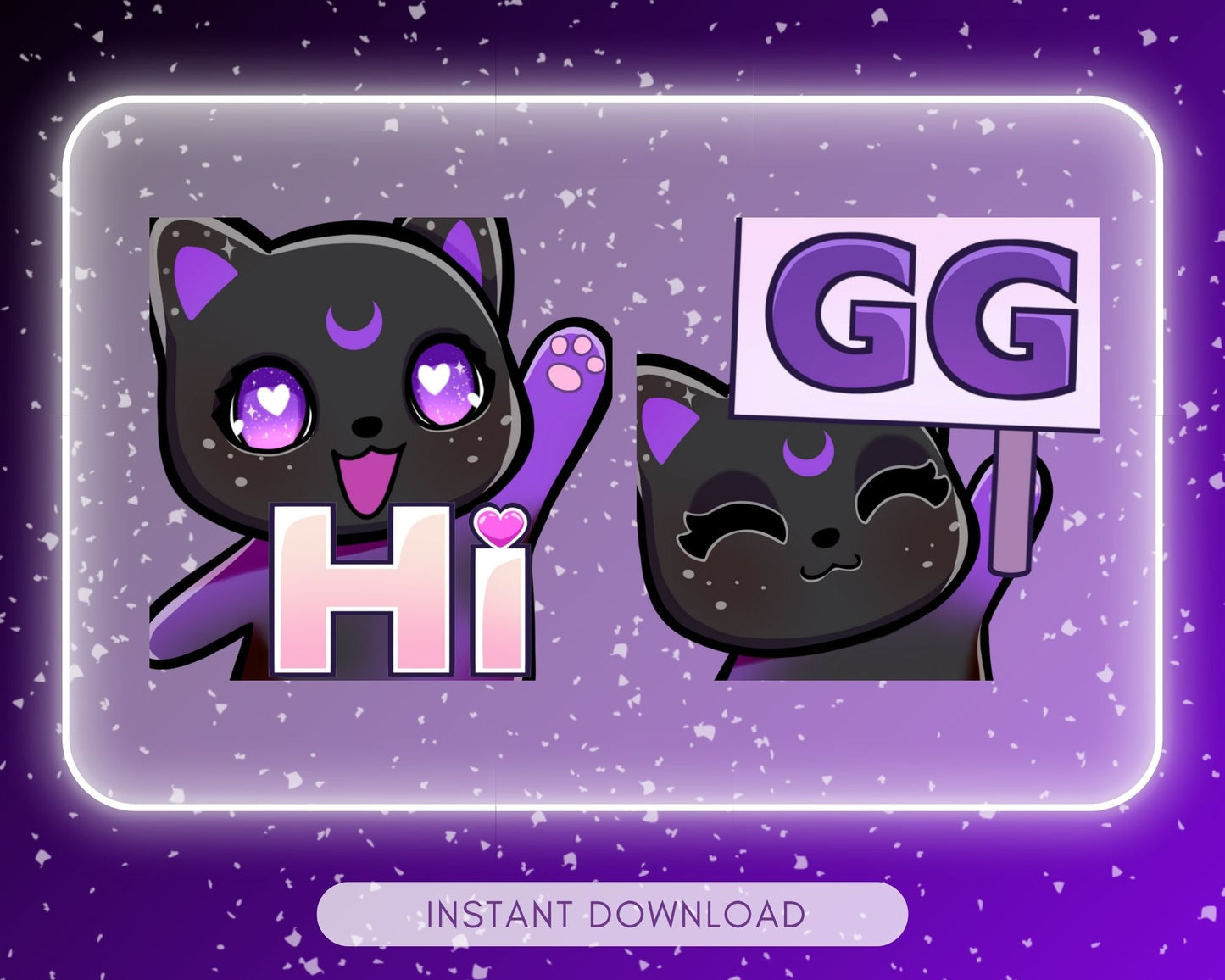 Black Cat Emote pack - 6 Static Emotes