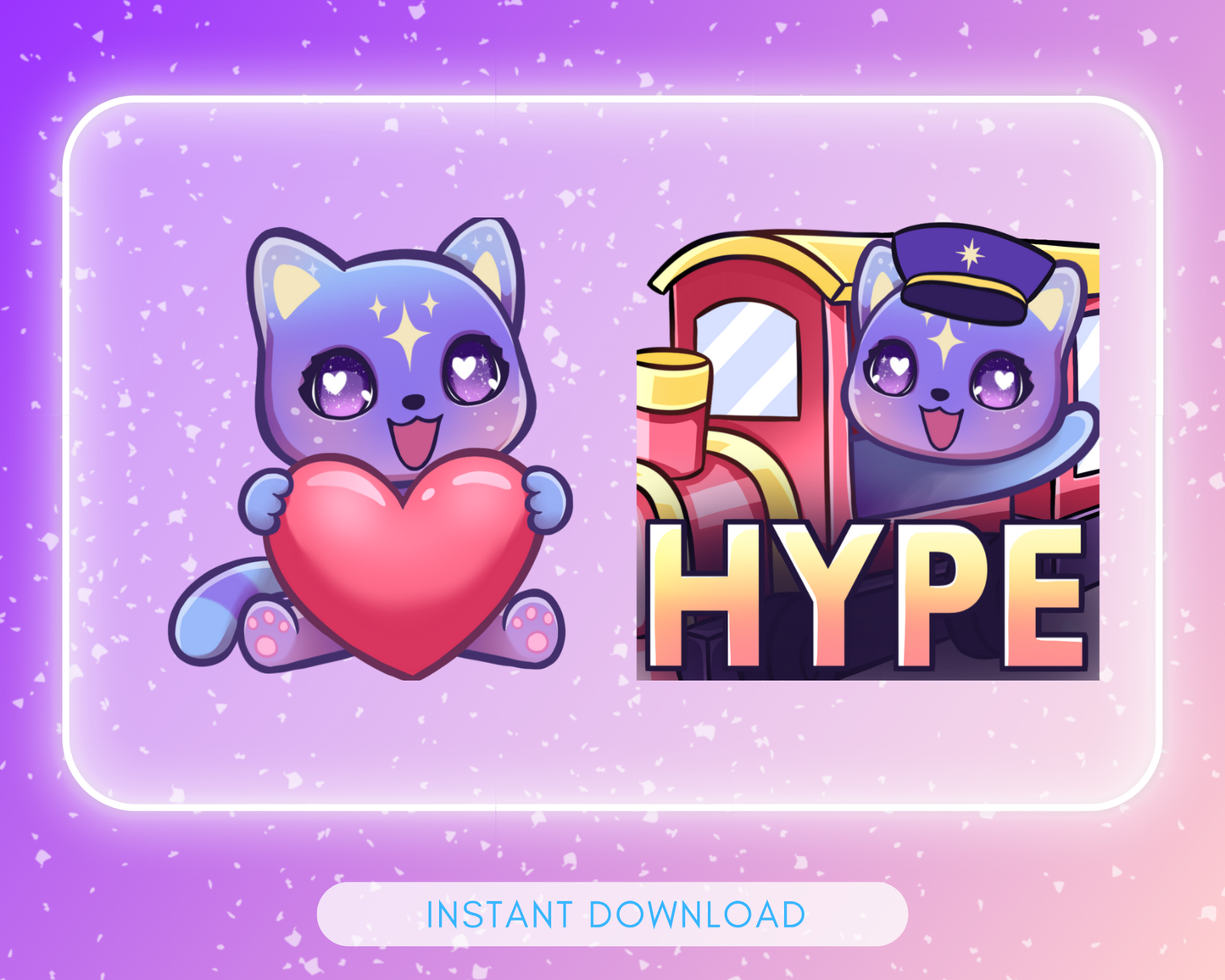 Purple Cosmic Cat Emote pack - 6 Static Emotes