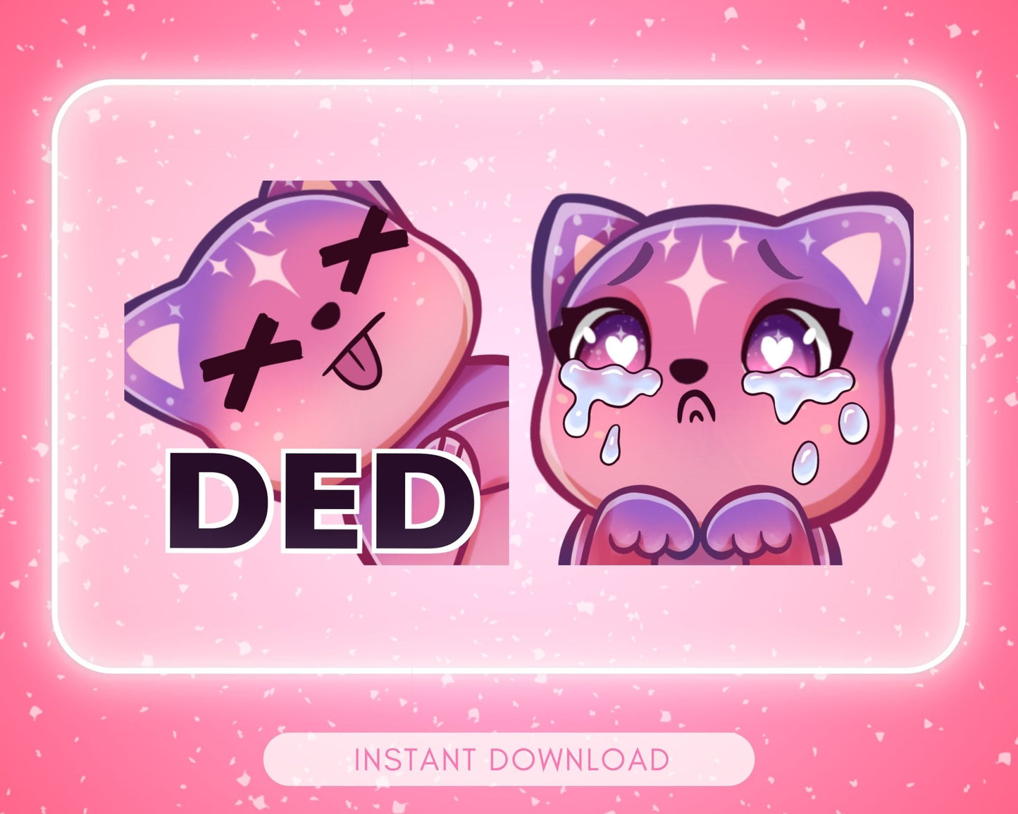Pink Cosmic Cat Emote pack - 6 Static Emotes