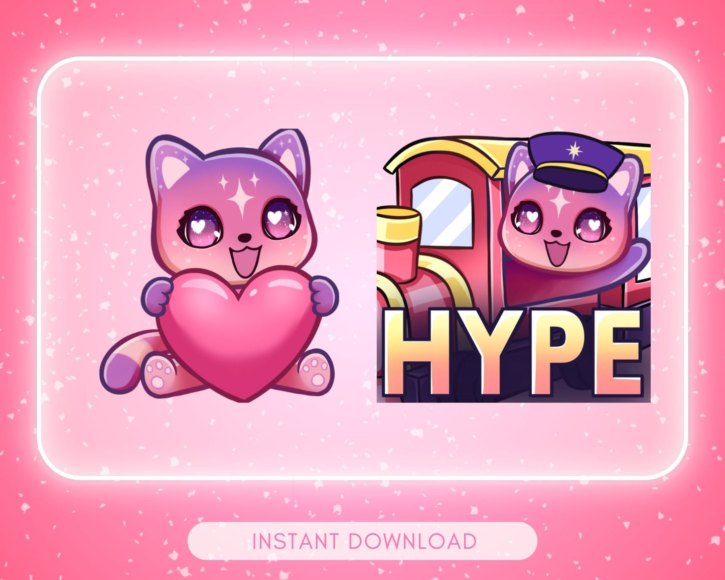 Pink Cosmic Cat Emote pack - 6 Static Emotes