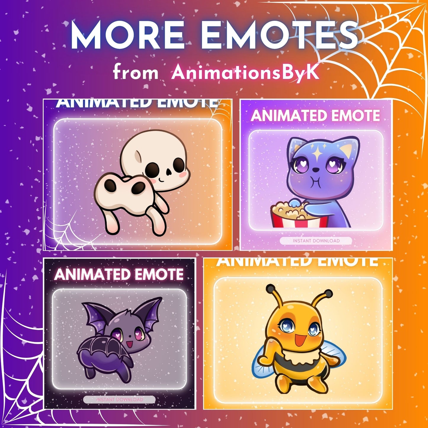 Skeleton eating Popcorn - Animated Emote 💜