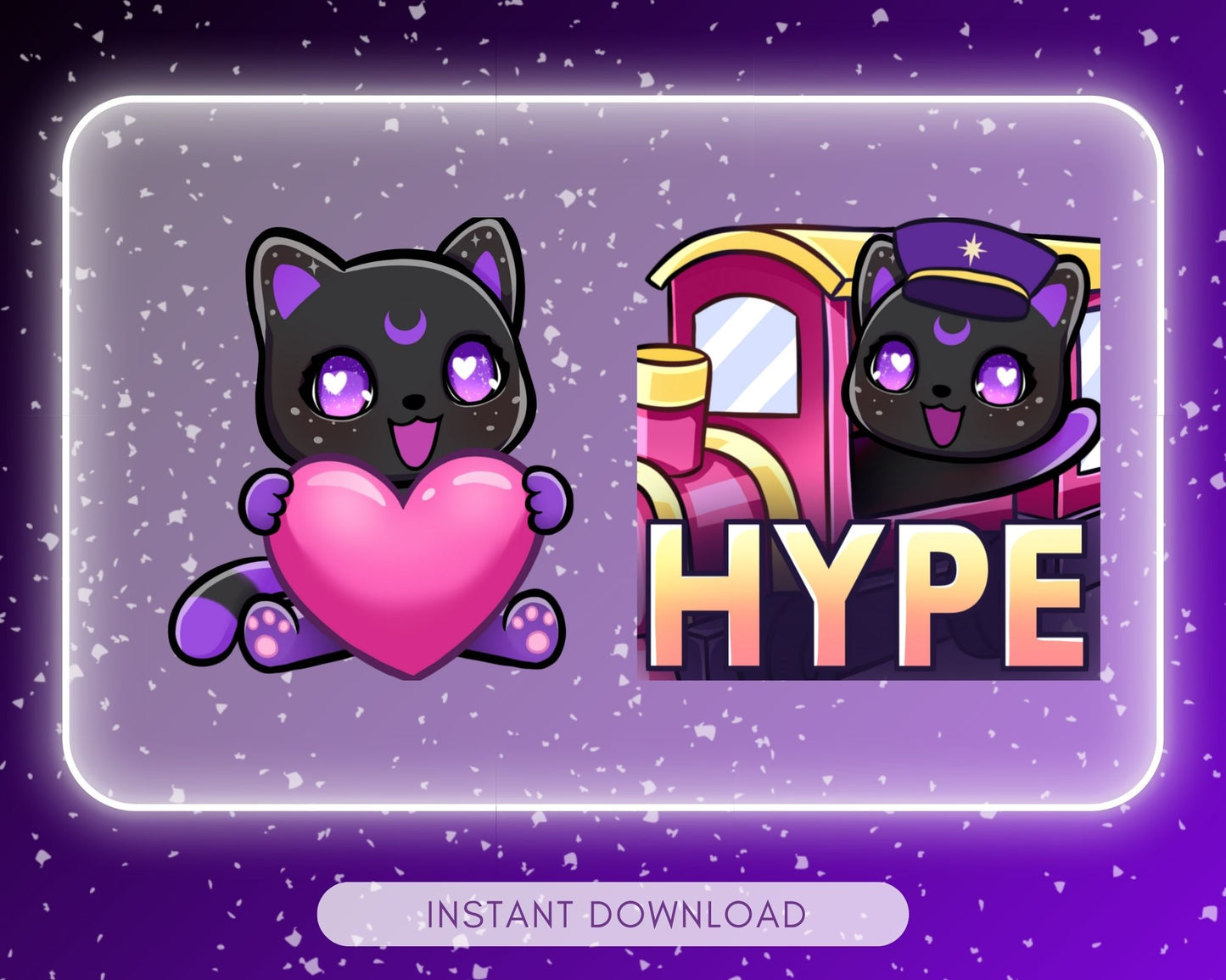 Black Cat Emote pack - 6 Static Emotes