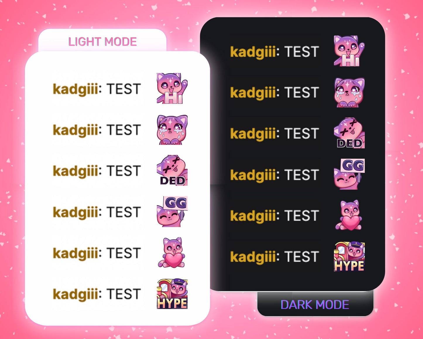 Pink Cosmic Cat Emote pack - 6 Static Emotes