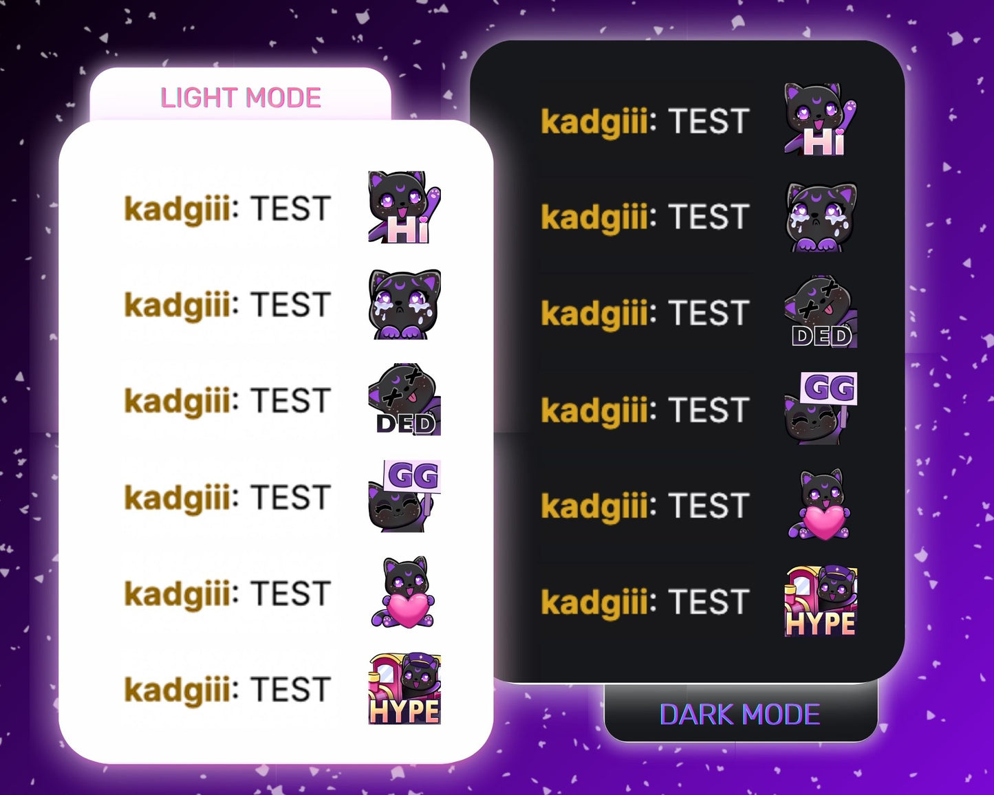 Black Cat Emote pack - 6 Static Emotes