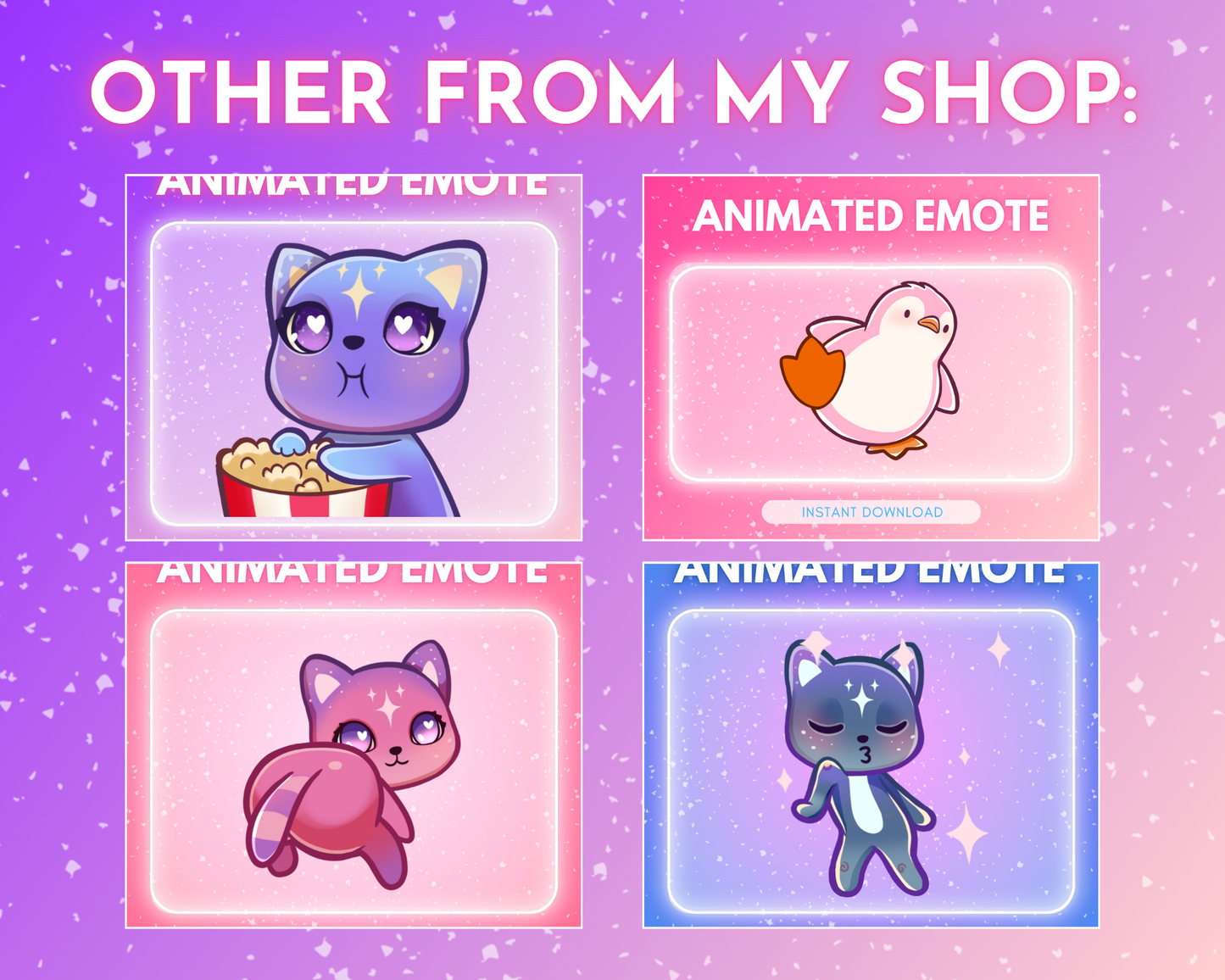 Purple Cosmic Cat Emote pack - 6 Static Emotes