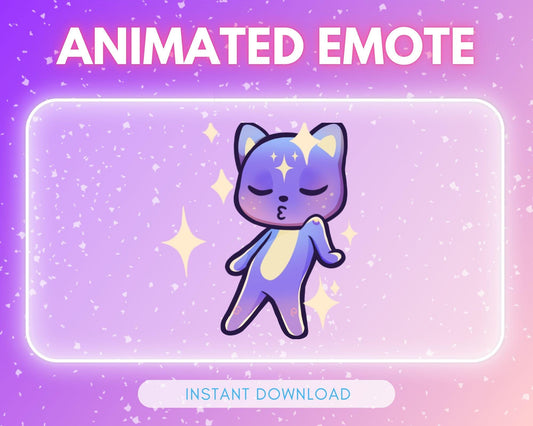 ANIMATED emote twitch & discord - Cute purple cosmic dancing kitty cat <3