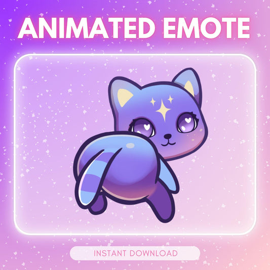 ANIMATED emote twitch & discord - Cute purple cosmic twerking kitty cat <3