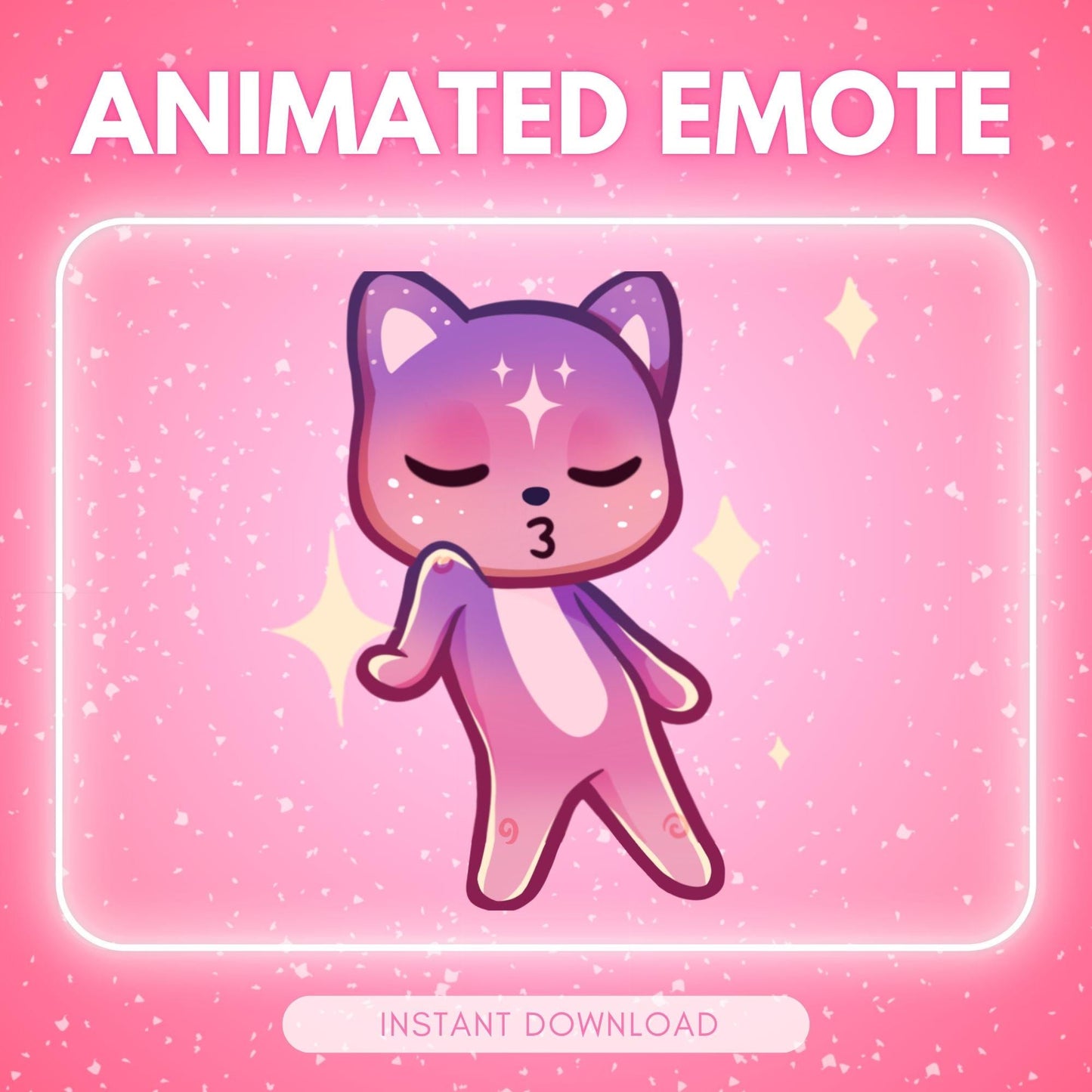 Cute pink cosmic dancing kitty cat | Animated Emote for Twitch & Discord