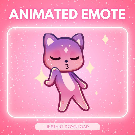 Cute pink cosmic dancing kitty cat | Animated Emote for Twitch & Discord