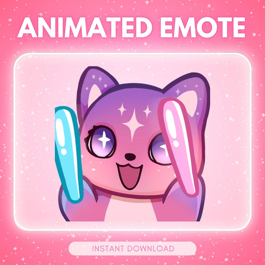 Cute raving pink cosmic kitty cat | Animated Emote for Twitch & Discord