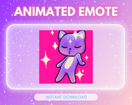 Cute purple cosmic dancing kitty cat | Animated Emote for Twitch & Discord