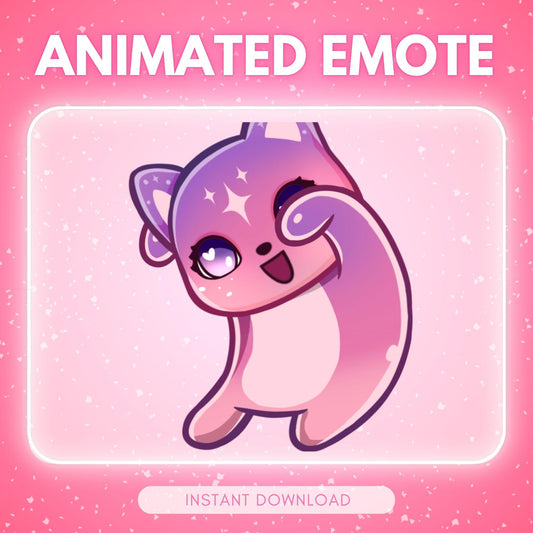 Cute pink cosmic dancing kitty cat | Animated Emote for Twitch & Discord