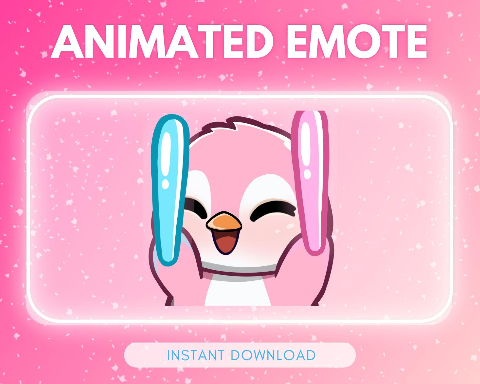 Cute pink raving penguin | Animated Emote for Twitch & Discord