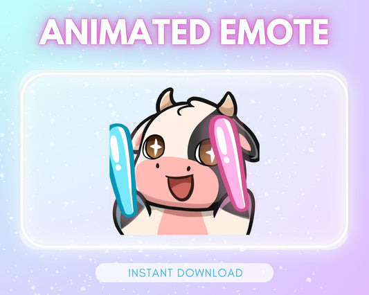 Cute raving cow | Animated Emote for Twitch & Discord