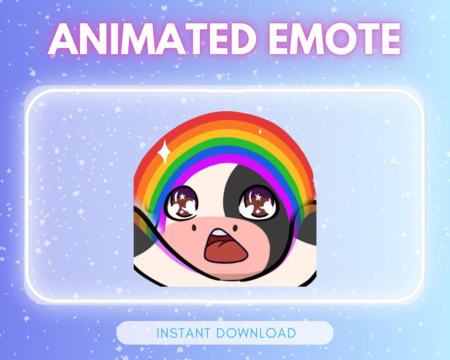 Animated Rainbow Cow Emote: Twitch & Discord... | Animated Emote for Twitch & Discord