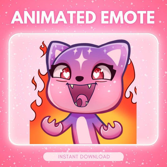 Cute evil laughing pink cosmic kitty cat | Animated Emote for Twitch & Discord