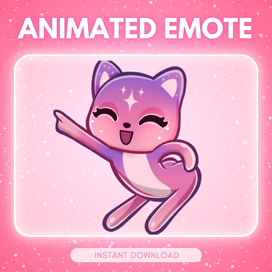 Cute pink cosmic dancing kitty cat - disco dancing cat | Animated Emote for Twitch & Discord