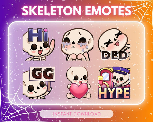 Cute chibi skeleton Emote Pack Steamer starter pack... | Emote Pack for Twitch & Discord