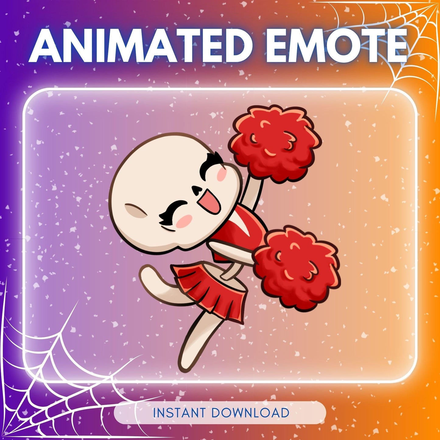 Cute cheering skeleton - cheerleader skelly emote | Animated Emote for Twitch & Discord