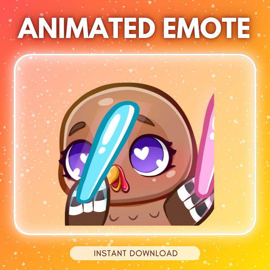 Cute raving turkey animated bird emote | Animated Emote for Twitch & Discord