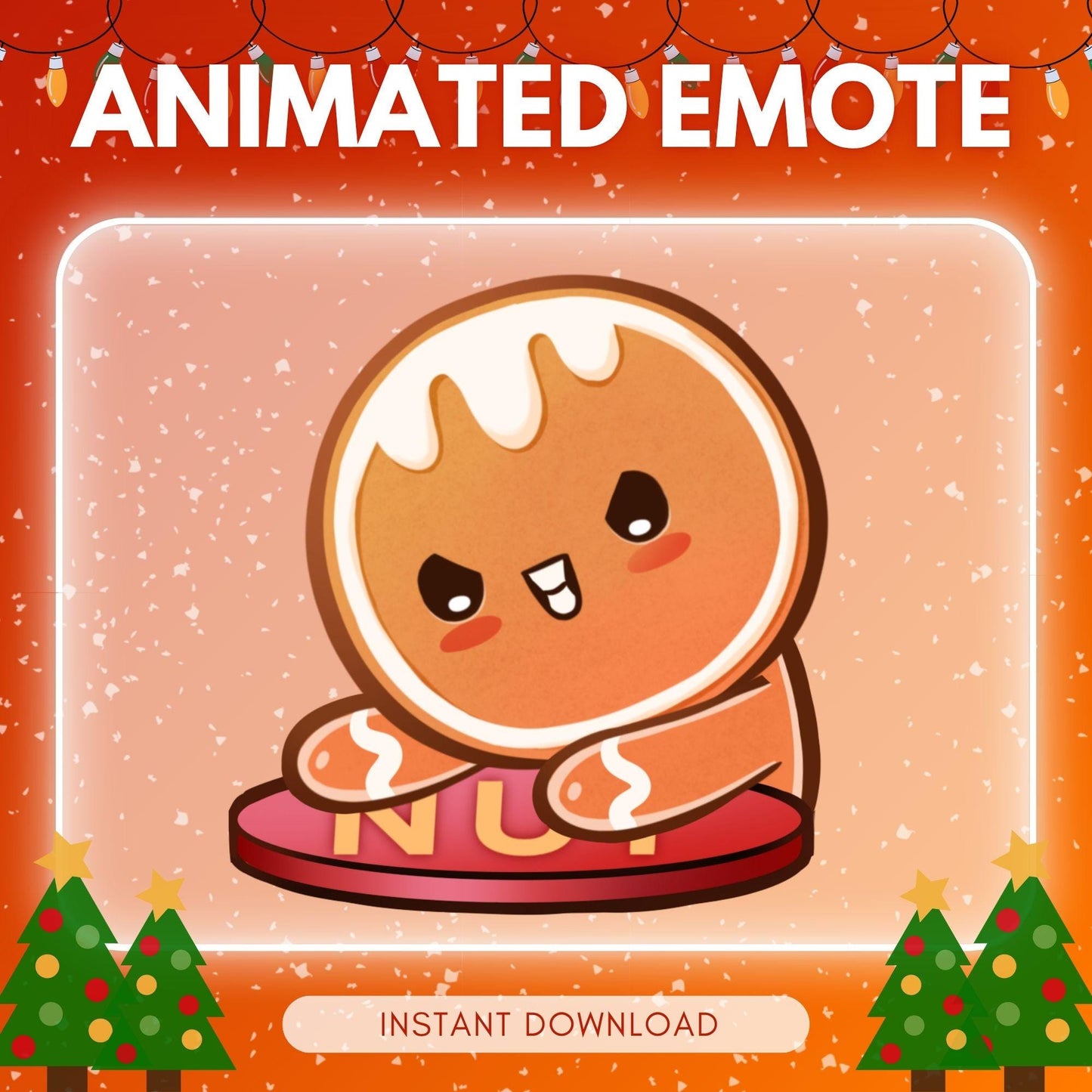 Cute gingerbread nut smash - christmas theme emotes | Animated Emote for Twitch & Discord