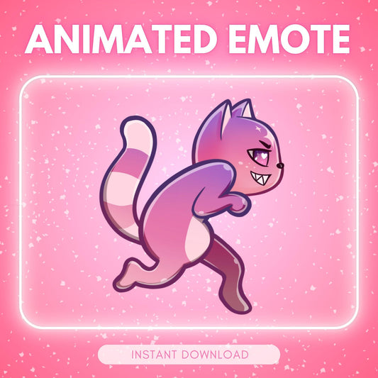 Cute sneaky pink cosmic kitty cat - cat run emote | Animated Emote for Twitch & Discord