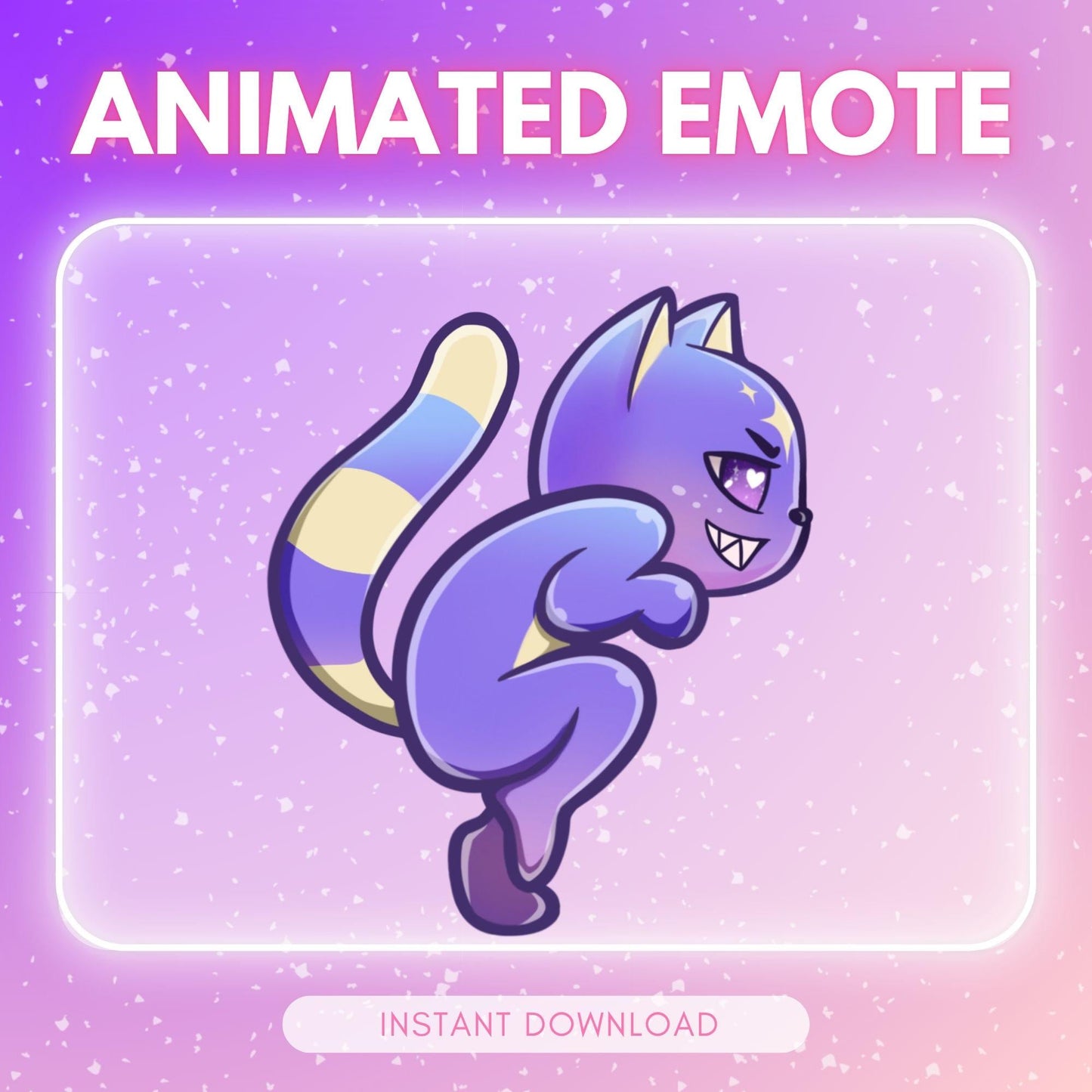 Cute sneaky purple cosmic kitty cat - cat run emote | Animated Emote for Twitch & Discord