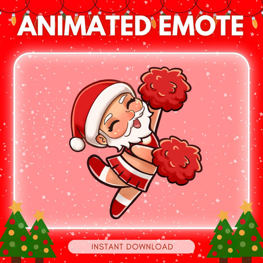 Cute cheering / dancing Santa - christmas theme... | Animated Emote for Twitch & Discord