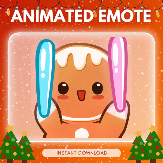 Cute raving gingerbread - christmas theme emotes | Animated Emote for Twitch & Discord