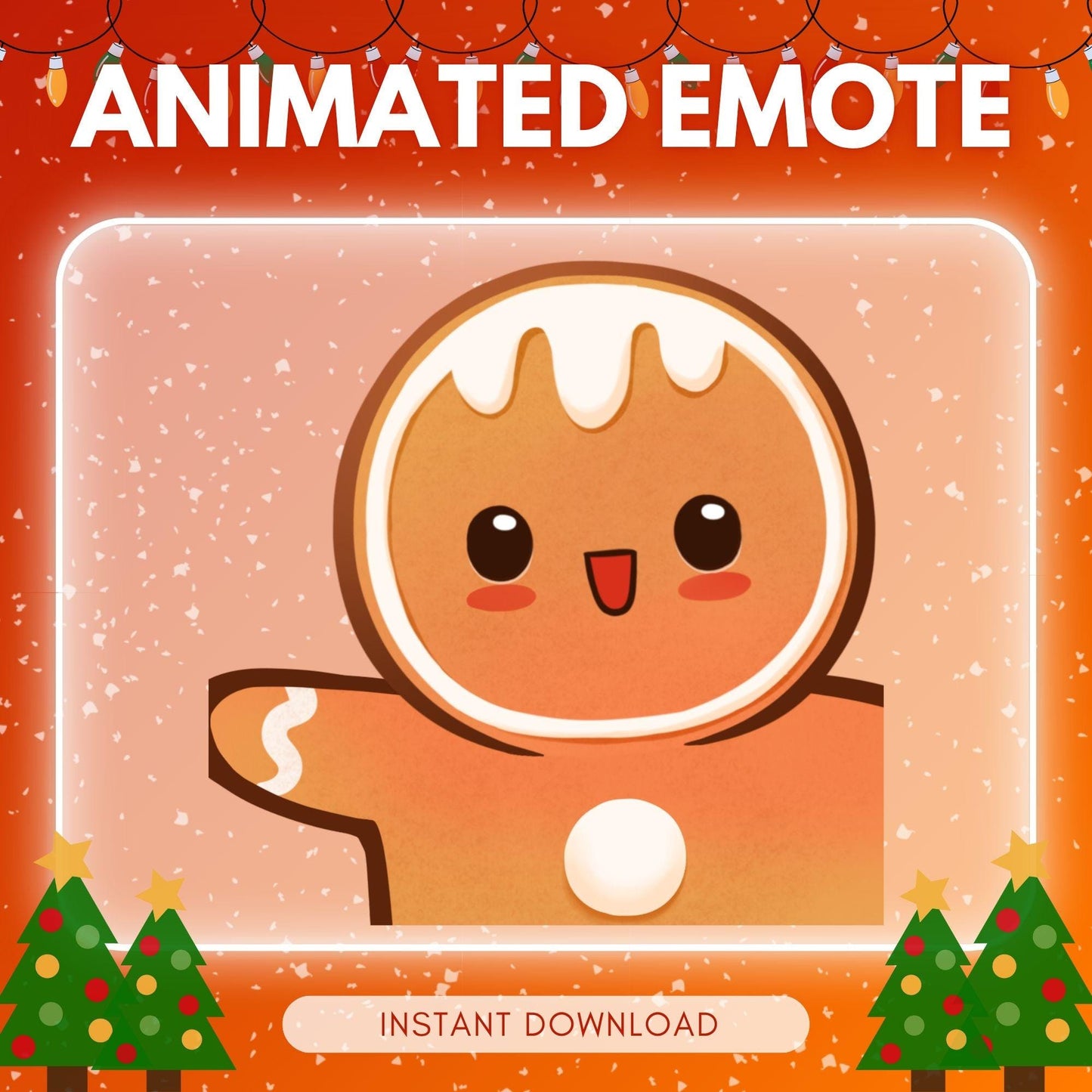 Cute waving gingerbread - christmas theme emotes | Animated Emote for Twitch & Discord